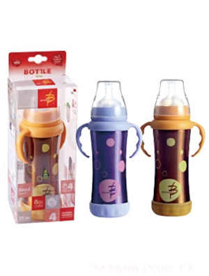 寶恩8安士寬口徑自動握把PP奶瓶240ml