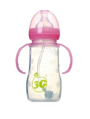 小蘋果母感硅膠奶瓶240ML藍色