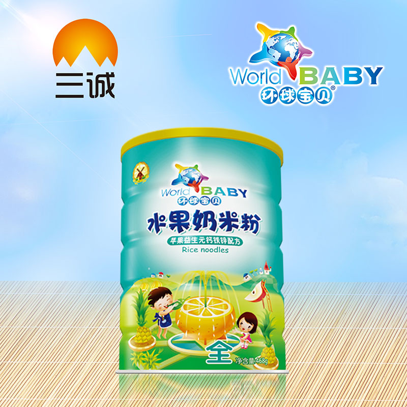 環球寶貝水果奶米粉蘋果益生元鈣鐵鋅桶裝