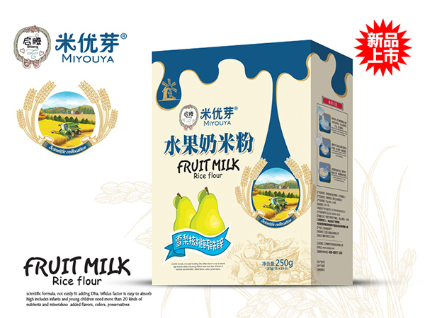 啟騰雪梨核桃鈣鐵鋅水果奶米粉盒裝