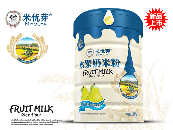 啟騰雪梨核桃鈣鐵鋅水果奶米粉聽裝