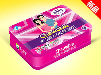 斯可萊藍帽鈣咀嚼片(孕婦乳母型)鐵盒