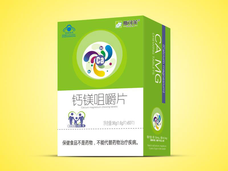 斯可萊藍帽鈣鎂咀嚼片紙盒