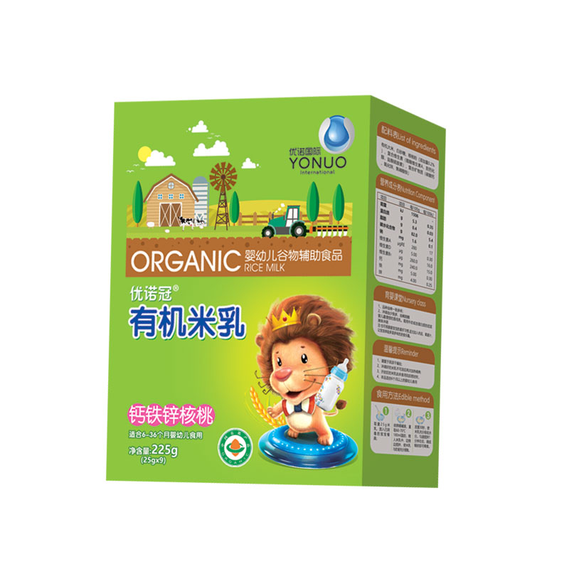 優諾冠鈣鐵鋅核桃有機米乳盒裝