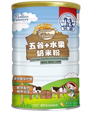 貝戀五谷水果奶米粉聽裝