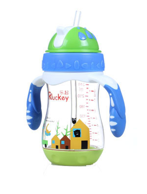 樂起PPSU歪嘴帶吸管水壺240ml藍色