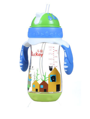 樂起PPSU歪嘴帶吸管水壺300ml藍色