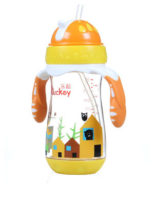 樂起PPSU歪嘴帶吸管水壺300ml橙色