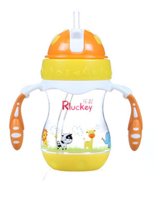 樂起PP帶吸管水壺180ml橙色