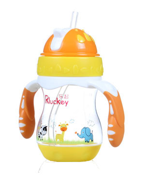 樂起PP歪嘴帶吸管水壺180ml橙色