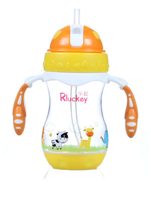 樂起PP帶吸管水壺240ml橙色