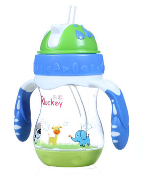 樂起PP歪嘴帶吸管水壺180ml藍色