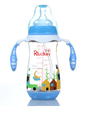 樂起300ml弧形有耳PPSU奶瓶藍