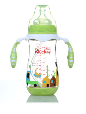 樂起300ml弧形有耳PPSU奶瓶綠色