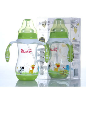 樂起300ml寬口徑PP奶瓶綠色