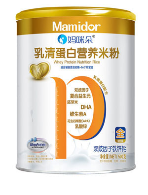 媽咪朵雙歧因子鐵鋅鈣乳清蛋白營養米粉罐裝