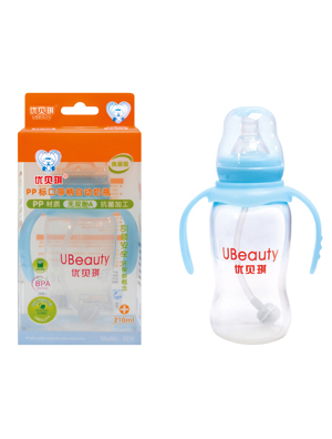 優貝琪PP標口帶柄自動奶瓶210ml
