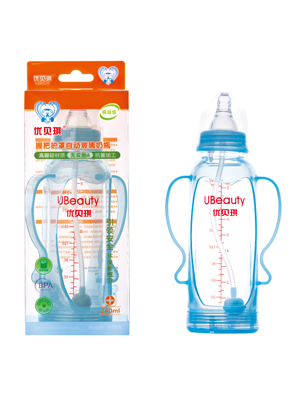 優貝琪握把自動玻璃奶瓶240ml