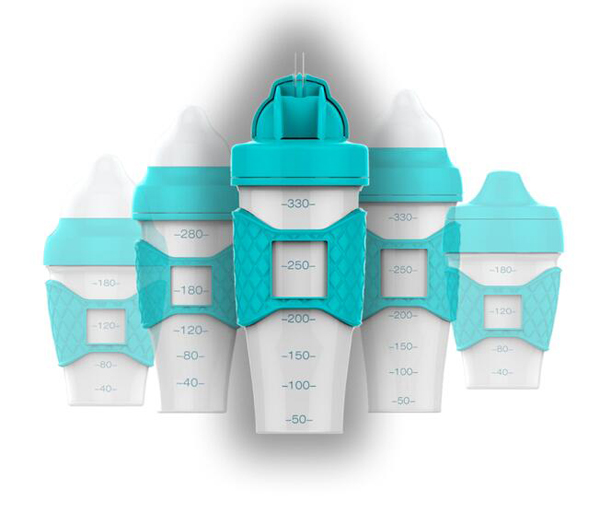 綠糖生活藍色水晶奶瓶330ml