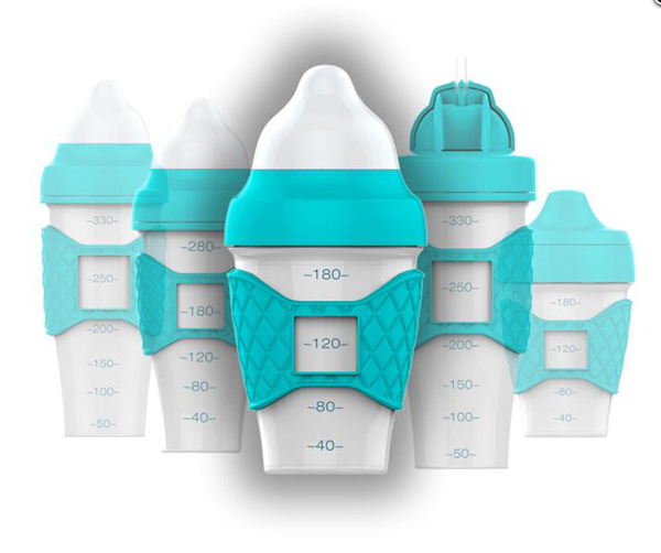 綠糖生活藍色水晶奶瓶180ml