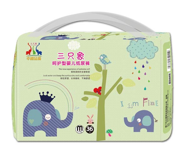 三只象呵護型嬰兒紙尿褲M36片