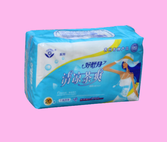 好舒月清涼茶爽干爽網面絲薄270MM護翼衛生巾