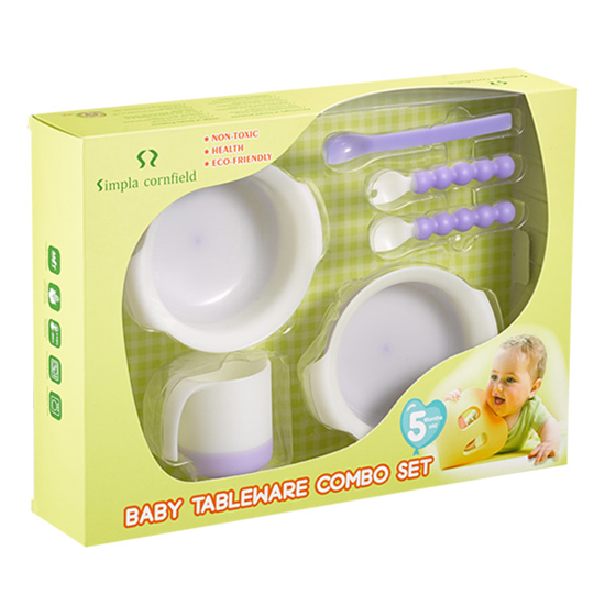 玉米田嬰童餐具粉紫六件組
