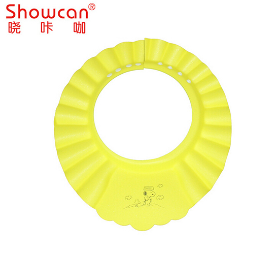 加厚嬰兒高彈可調節EVA洗澡帽黃