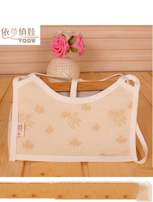 四季款2層天然有機棉彩棉純銅按扣嬰兒三角巾寶寶圍巾兒童口水巾