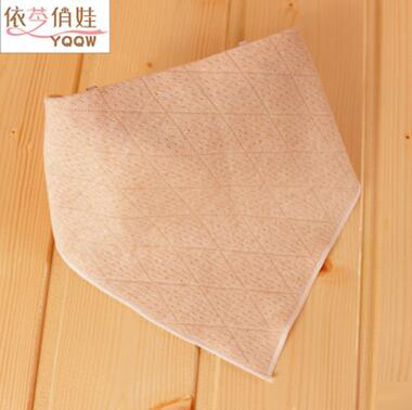 夏款天然有機棉彩棉網眼布透氣按扣包邊嬰兒三角巾寶寶口水巾圍巾