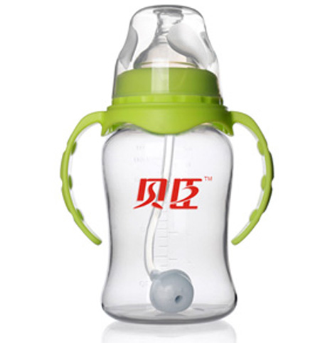貝臣寬口PP帶手柄自動吸奶瓶260ml