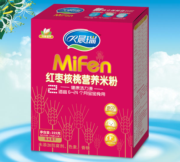 晨瑞紅棗核桃營養米粉2段