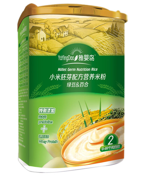 雅嬰島綠豆百合小米胚芽配方營養米粉2段