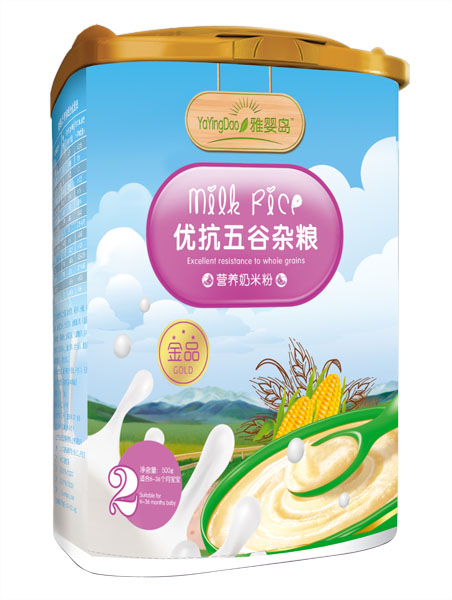 雅嬰島優抗五谷雜糧營養奶米粉2段