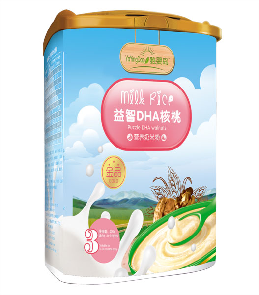 雅嬰島益智DHA核桃營養奶米粉3段