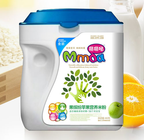 萌萌噠480克手拿桶果繽紛蘋果營養米粉