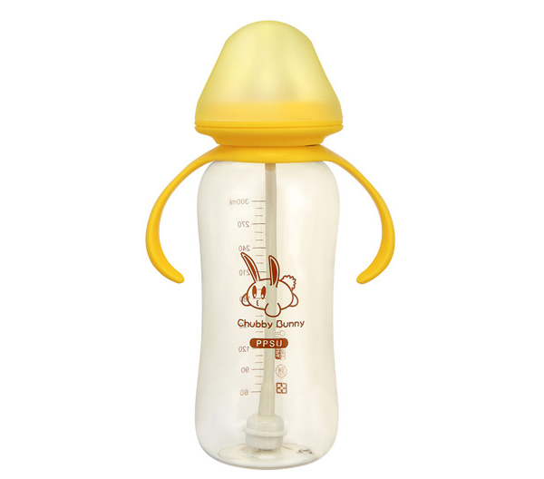 丘比兔標準口徑雙凹型自動把手PPSU奶瓶300ml