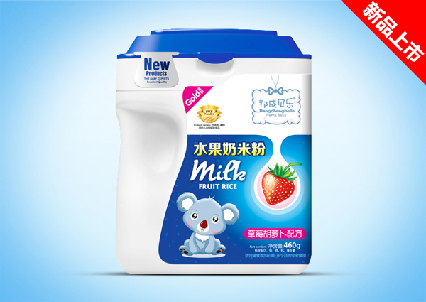 邦成貝樂草莓胡蘿卜水果奶米粉桶裝