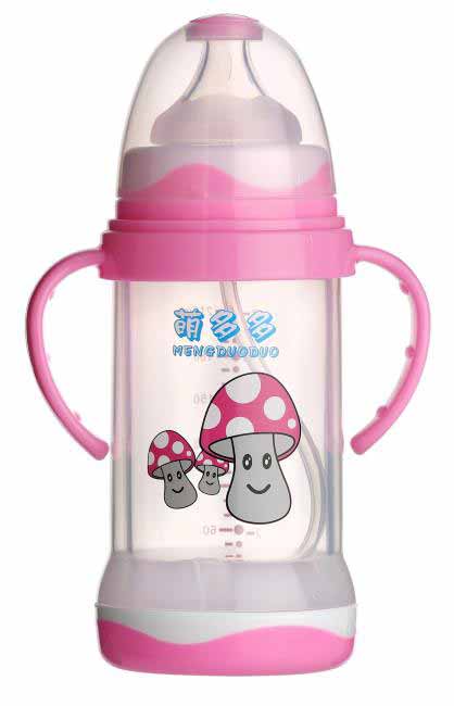 萌多多寬口直身晶鉆玻璃150ml全防護自動奶瓶(紅色)