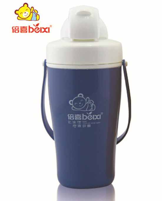 倍喜帶手提雙層吸管杯學生隨身杯350ML(藍色)