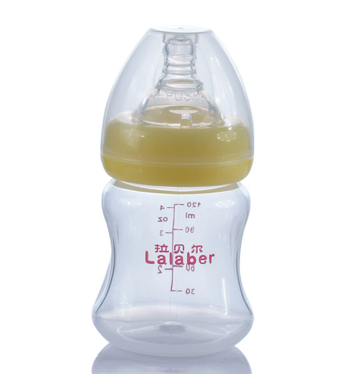 拉貝爾4安士寬口徑PP奶瓶-黃色奶環