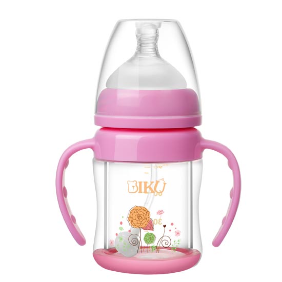比酷熊嬰幼兒帶手柄玻璃奶瓶