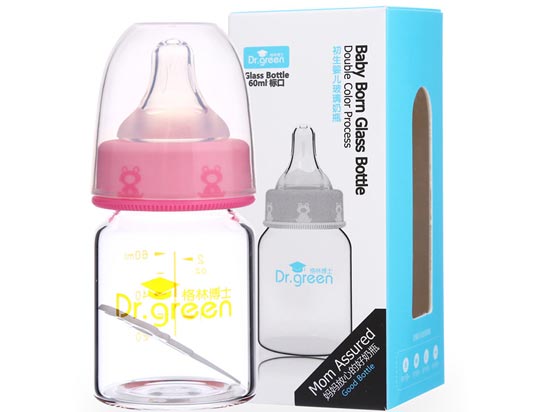 格林博士標口初生嬰兒玻璃奶瓶60ML紅色