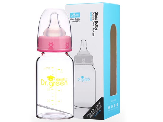 格林博士標口玻璃奶瓶120ML紅色