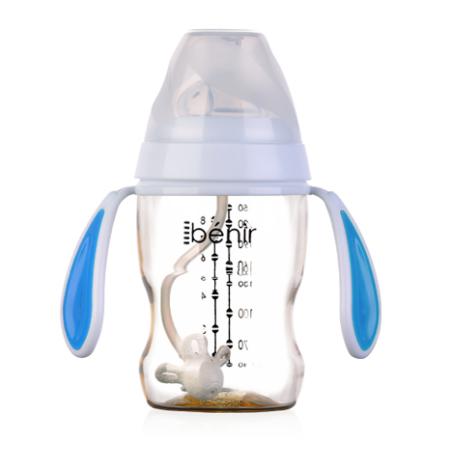 清素250ml寬口自動PPSU奶瓶配變流量奶嘴-藍色