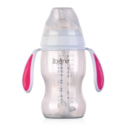 清素350ml寬口自動PP奶瓶配變流量奶嘴-玫紅色