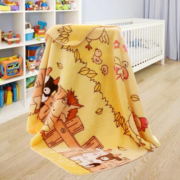 亞奧超柔蓋毯小動物黃色