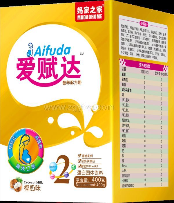 愛賦達營養配方粉~椰奶味2段 盒裝