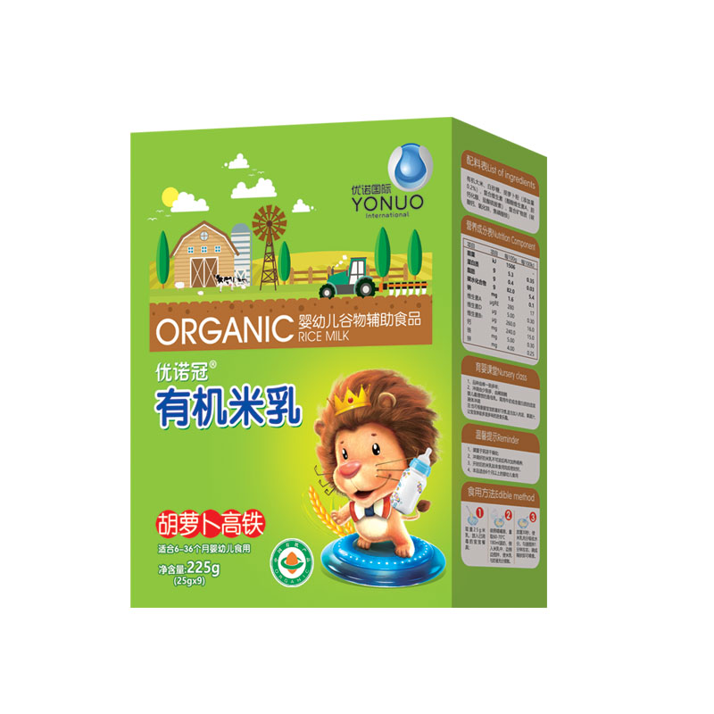 優諾冠胡蘿卜高鐵有機米乳盒裝